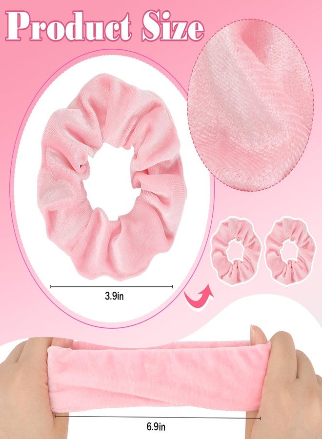 YISSION 2 Pcs Light Pink Velvet Hair Scrunchies for Women Girls Thick Hair Ties Fashion Hair Bands Ponytail Holders Pink Hair Accessories for Women Girls - Image 2